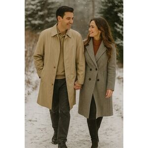 Botany Weathertopper Men 42R Tan Trench ZipOut Faux Fur Liner Classic Academia‎